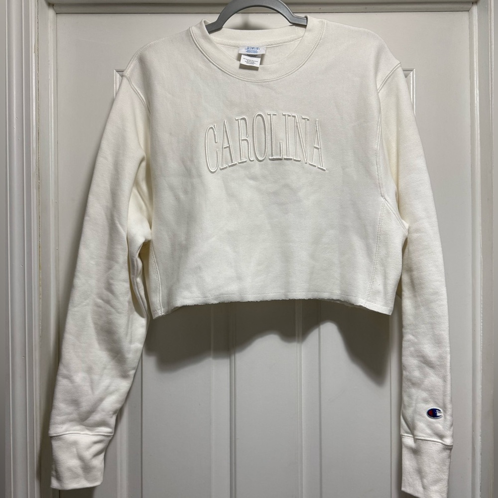 Champion Carolina Women's White Cropped Hoodie